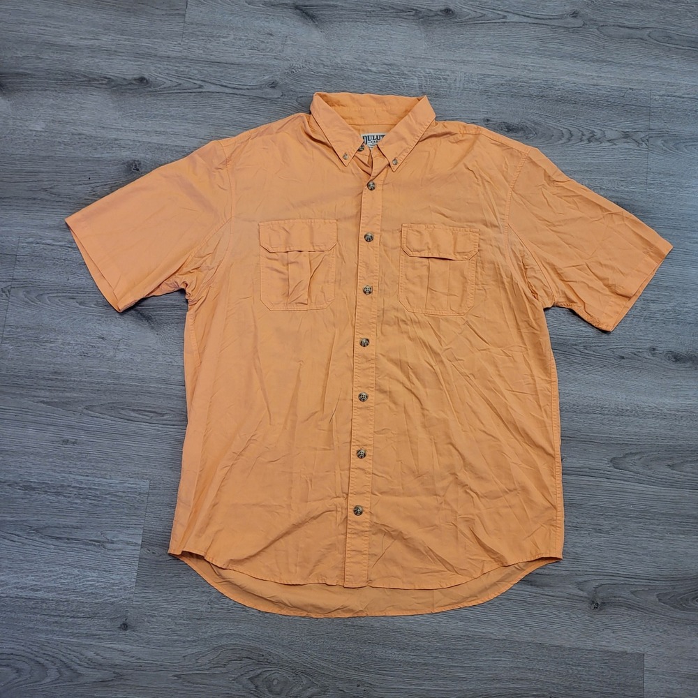 Duluth Trading Co Mens XL Tall Orange Nylon Short Sleeve Button Shirt Gorpcore